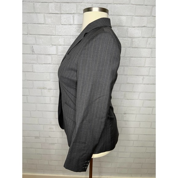 J. Crew Womans 12 English Wool Two Button Blazer Pin Striped Jacket Dark Gray - Picture 5 of 8